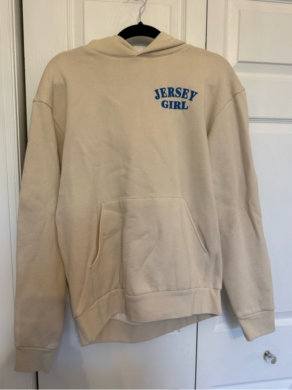 Jersey Girl  Hoodie with Blue Lettering
Never worn